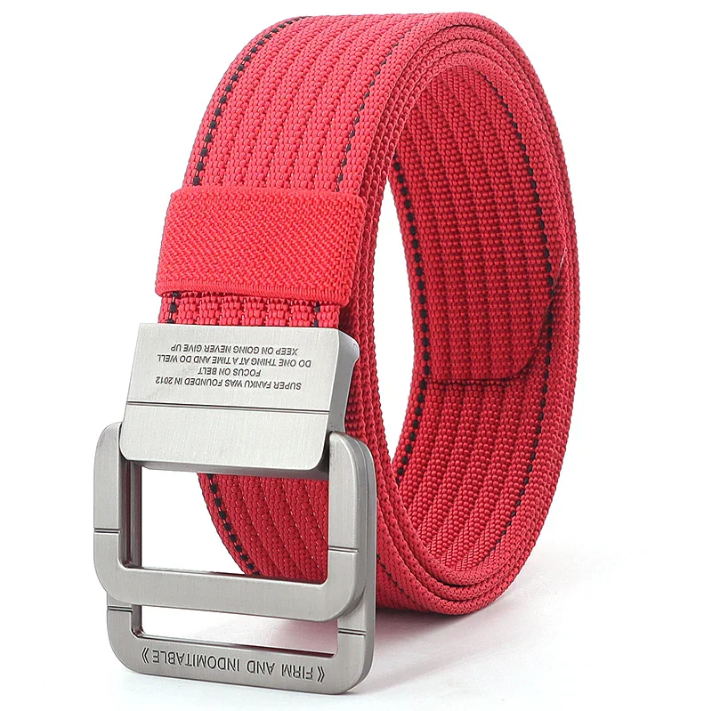 Ceinture Taille Unisexe en Toile Rayée – Sangle Décontractée à Boucle Métallique Double Anneau - Image 9