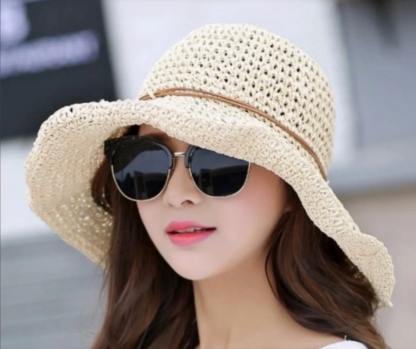 Chapeau de soleil d'été pliable pour femme – Accessoire de plage à larges bords - Image 3