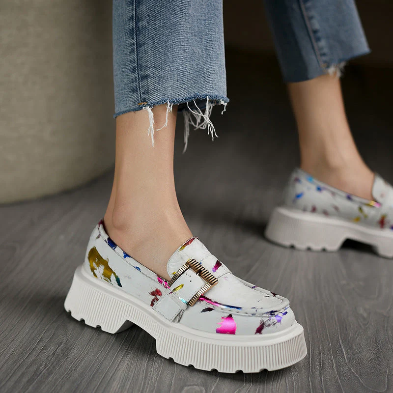 Chaussures à plateforme en cuir ajouré avec boucle – Polyvalentes Légères Respirantes Printemps Automne - Image 3