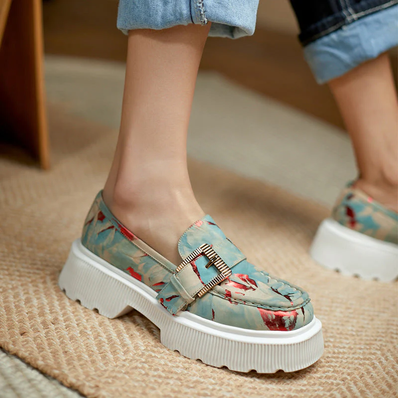 Chaussures à plateforme en cuir ajouré avec boucle – Polyvalentes Légères Respirantes Printemps Automne - Image 5
