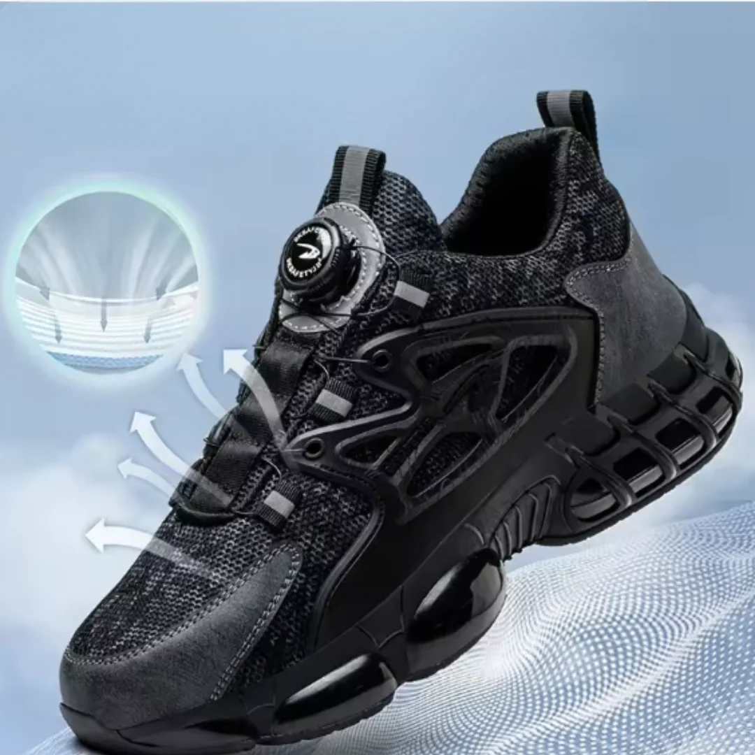 Chaussures de sécurité confortables indestructibles hommes – Embout en acier, antidérapantes, légères, sneakers de travail robustes pour environnement industriel - Image 4