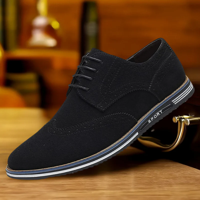 Chaussures Homme Noires En Daim À Lacets Plates - Image 5