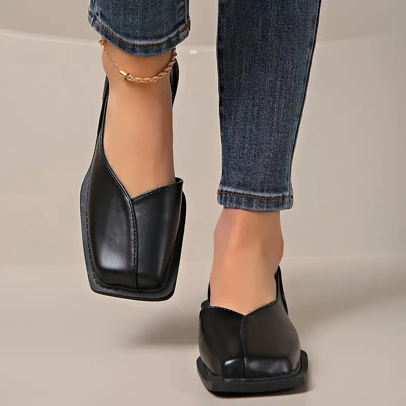 Chaussures plates en cuir sans lacets pour femmes - Image 13