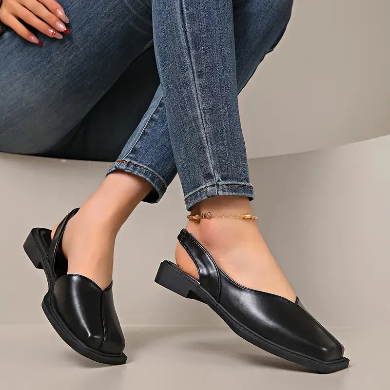 Chaussures plates en cuir sans lacets pour femmes - Image 18
