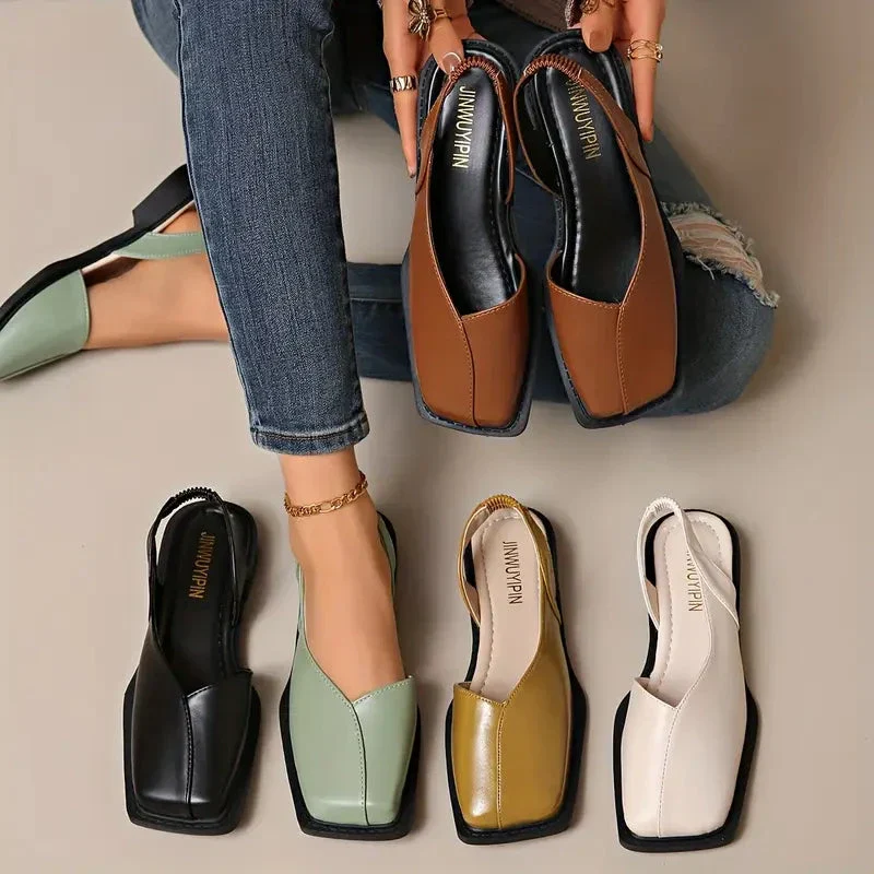 Chaussures plates en cuir sans lacets pour femmes - Image 23