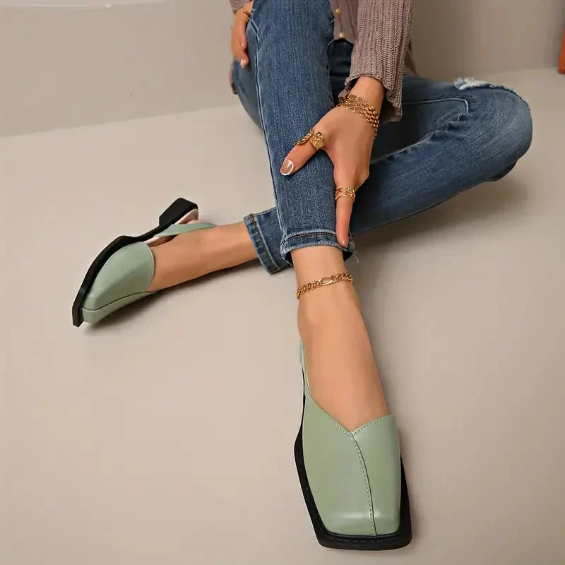 Chaussures plates en cuir sans lacets pour femmes - Image 25