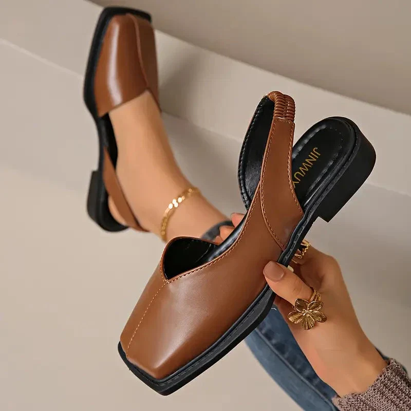Chaussures plates en cuir sans lacets pour femmes - Image 26