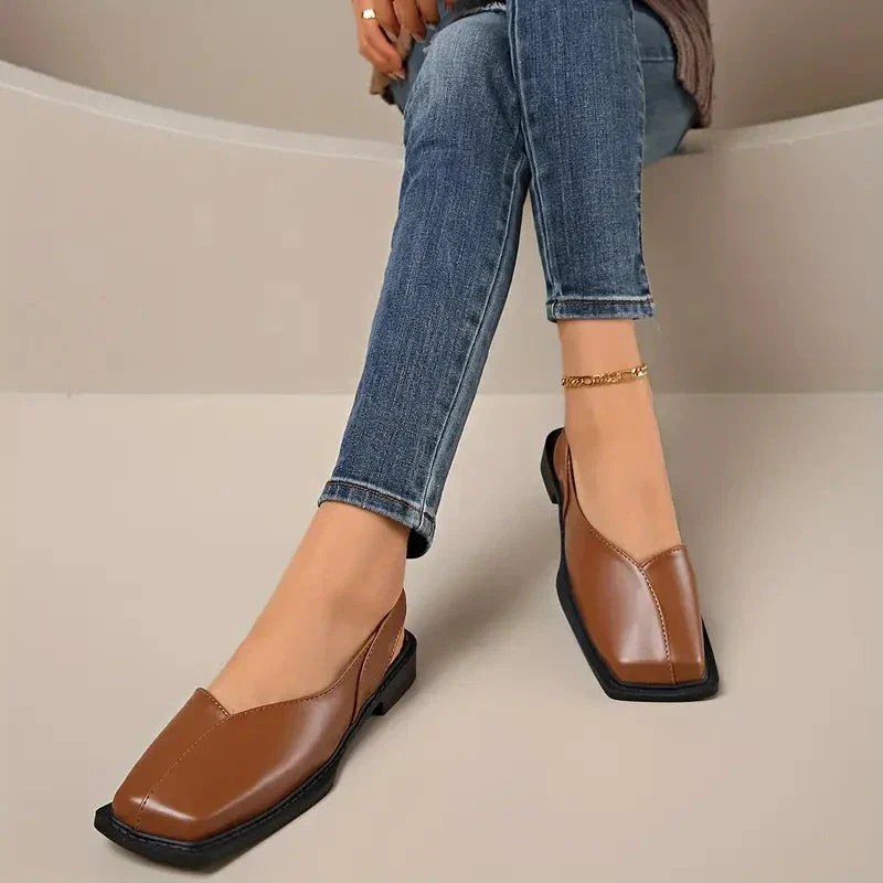 Chaussures plates en cuir sans lacets pour femmes - Image 27