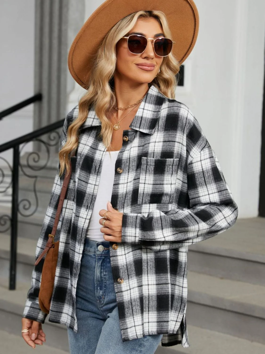 Chemise à carreaux à manches longues pour femme – Style décontracté et confortable au quotidien - Image 5