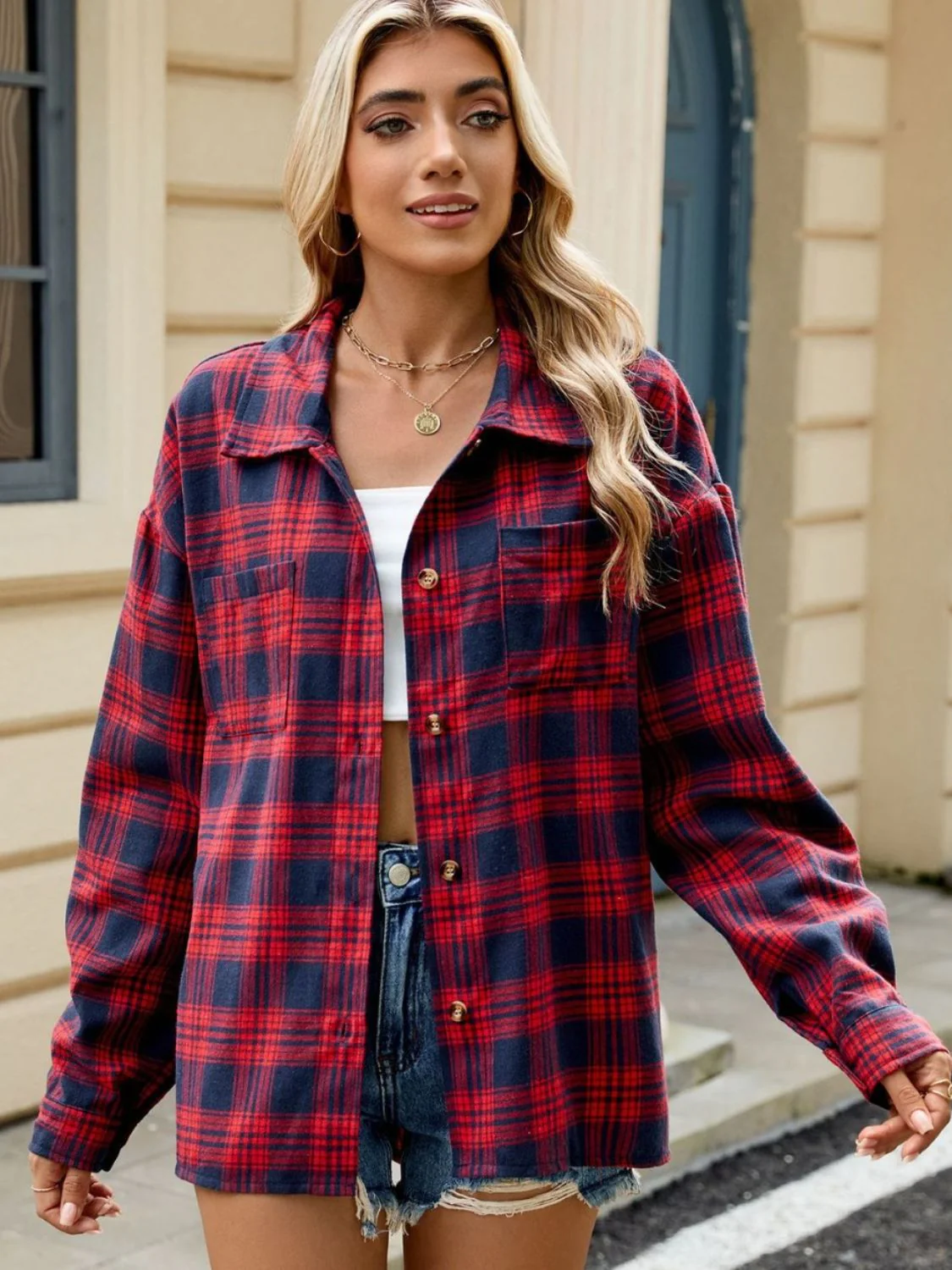 Chemise à carreaux à manches longues pour femme – Style décontracté et confortable au quotidien - Image 6