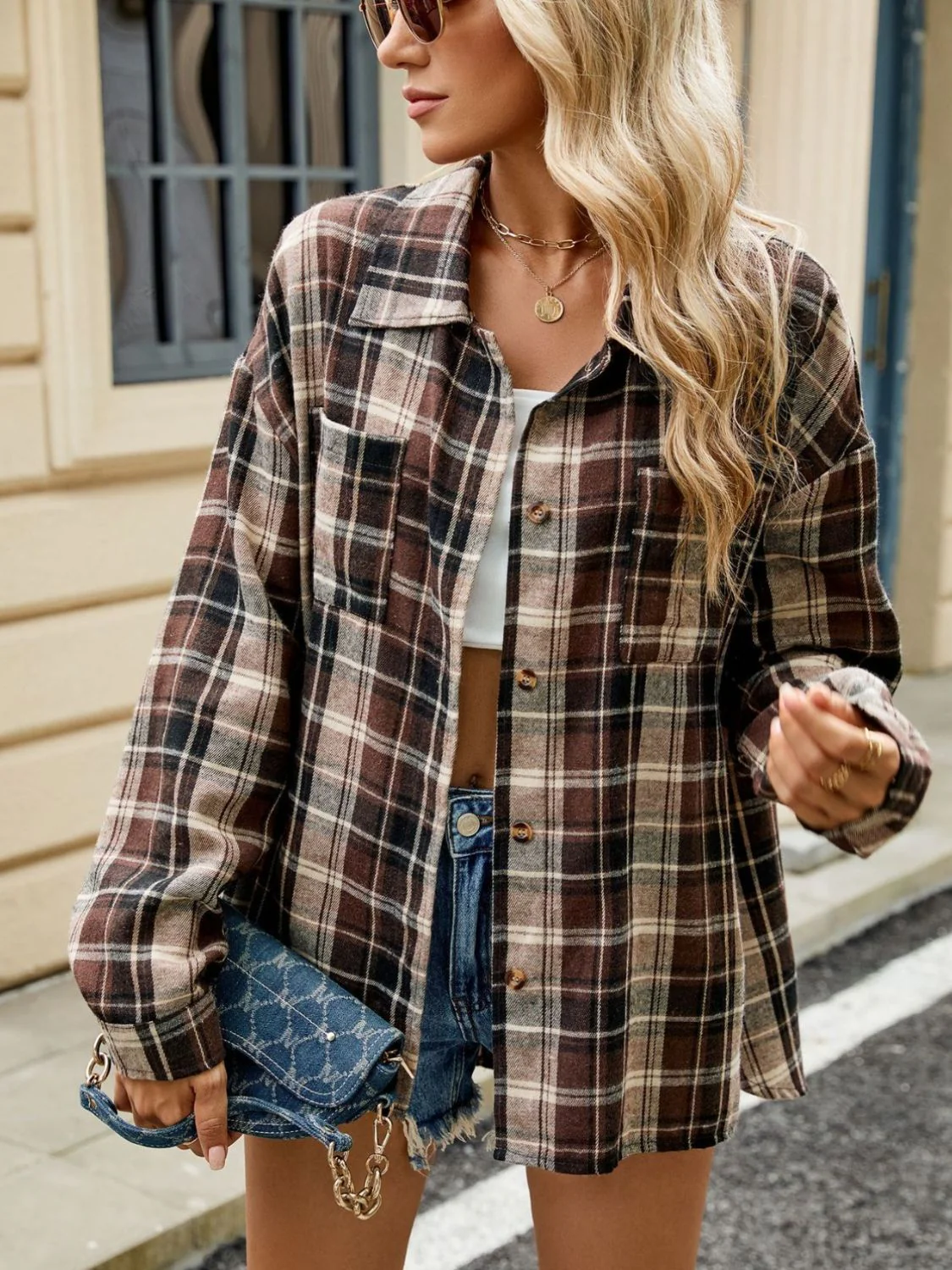 Chemise à carreaux à manches longues pour femme – Style décontracté et confortable au quotidien - Image 9