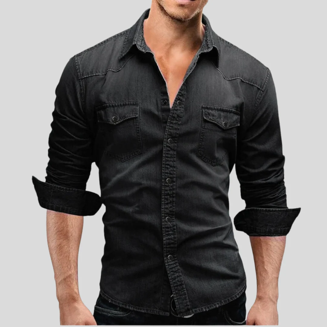 Chemise ajustée légère en jean à boutons homme – Style classique au quotidien - Image 4