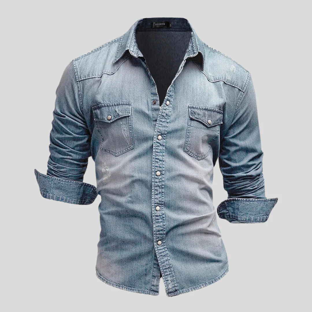 Chemise ajustée légère en jean à boutons homme – Style classique au quotidien - Image 5