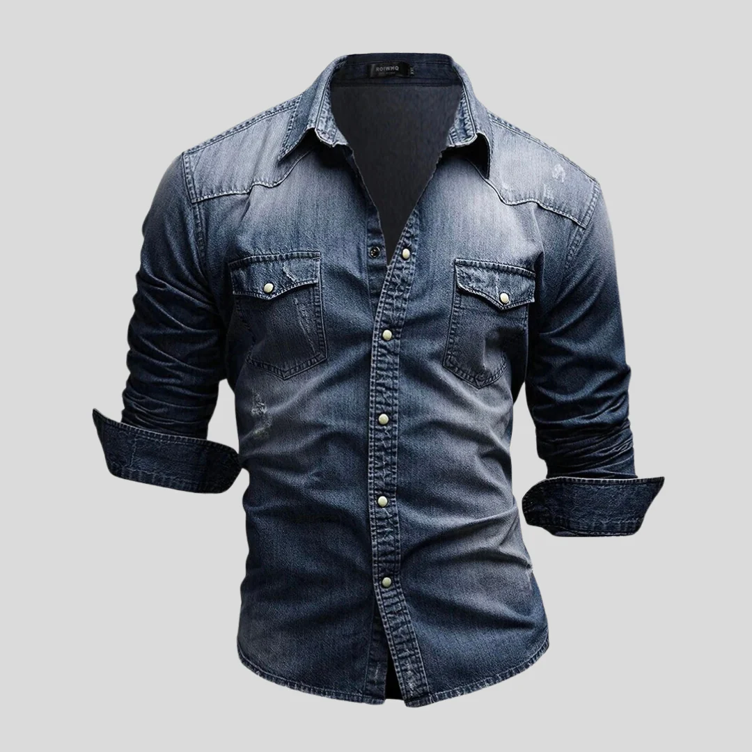 Chemise ajustée légère en jean à boutons homme – Style classique au quotidien - Image 6