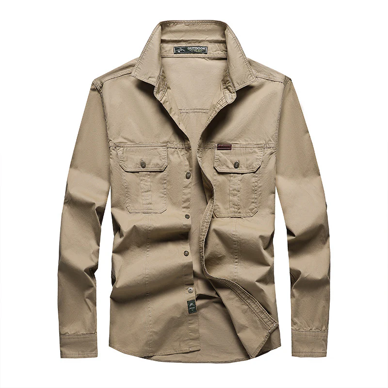 Chemise Cargo à Manches Longues Premium pour Homme – Vêtement de Travail Décontracté à Coupe Ample - Image 2