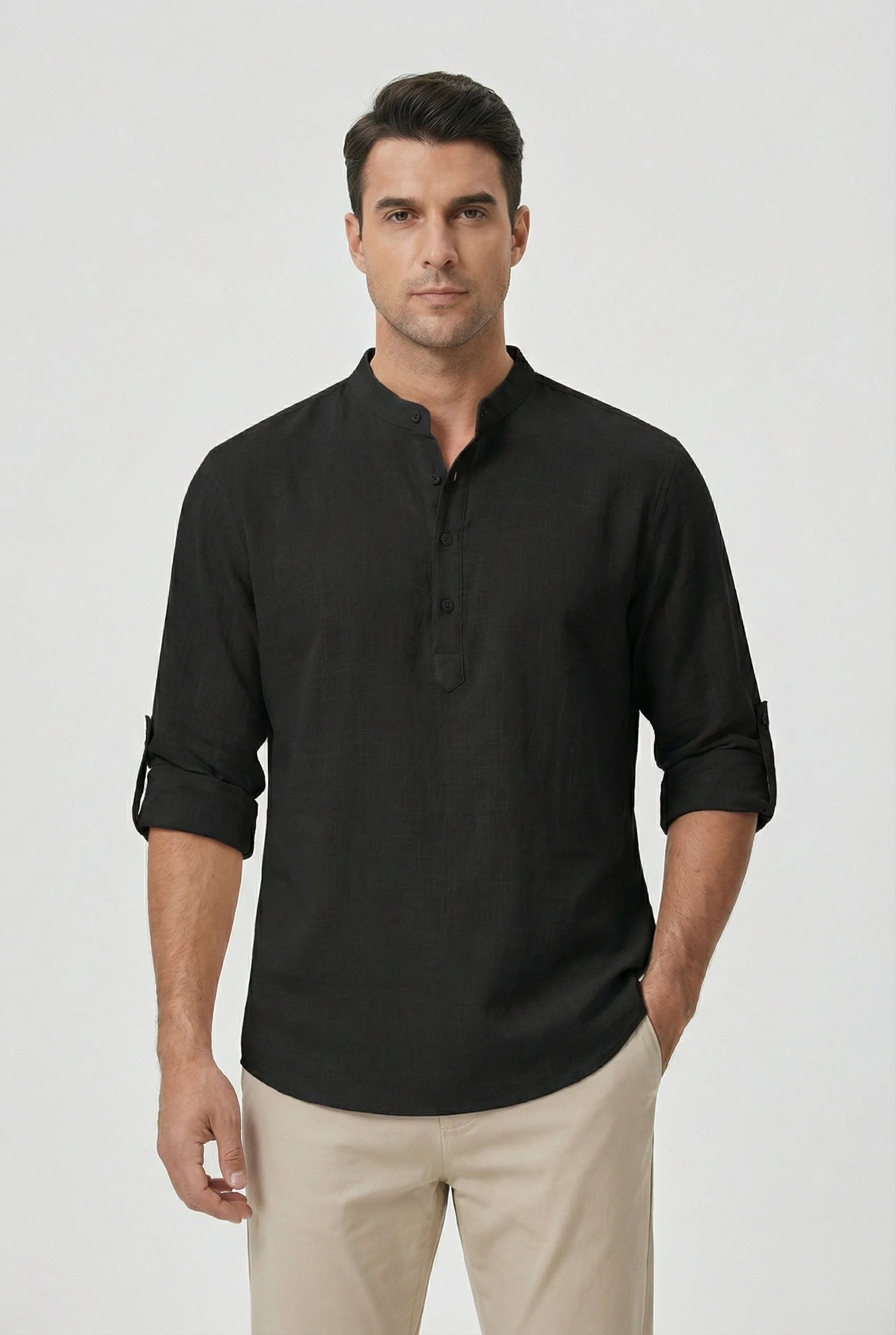 Chemise d’Été Homme en Lin – Manches Relevées Respirante - Image 10