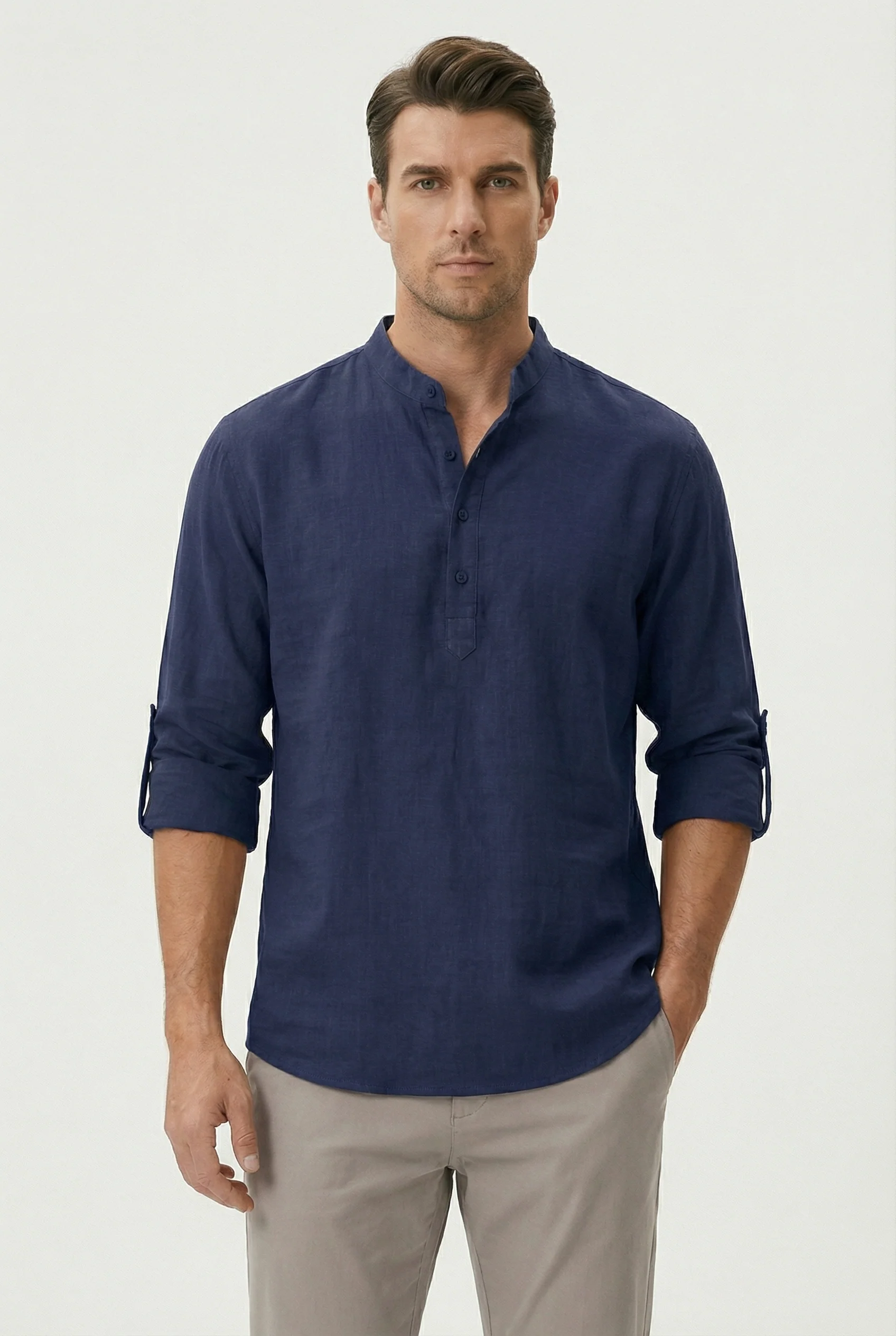Chemise d’Été Homme en Lin – Manches Relevées Respirante - Image 6