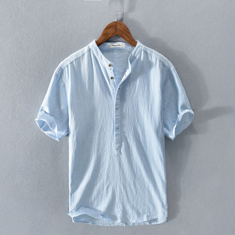 Chemise Décontractée à Manches Courtes en Lin Homme – Tissu Léger Respirant, Boutonnée, Coupe Confort Été - Image 3