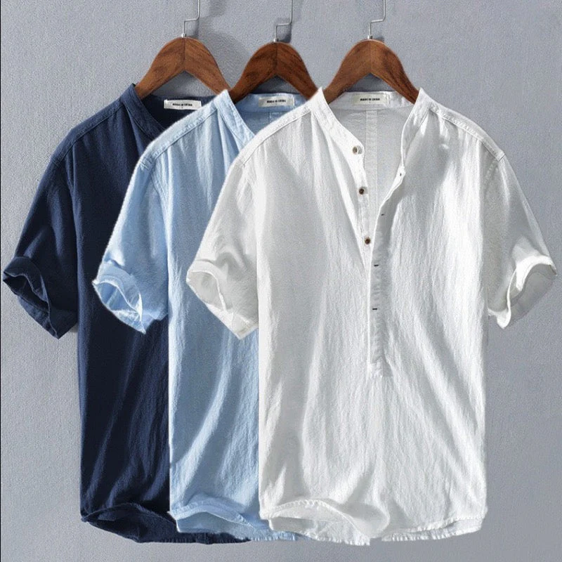 Chemise Décontractée à Manches Courtes en Lin Homme – Tissu Léger Respirant, Boutonnée, Coupe Confort Été - Image 4