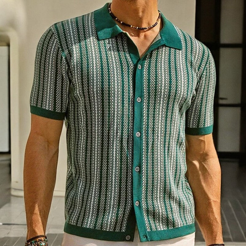 Chemise en Coton Biologique – Chemise Boutonnée Motif Chevrons Moderne - Image 3