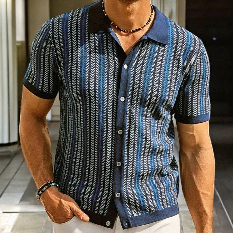 Chemise en Coton Biologique – Chemise Boutonnée Motif Chevrons Moderne - Image 4