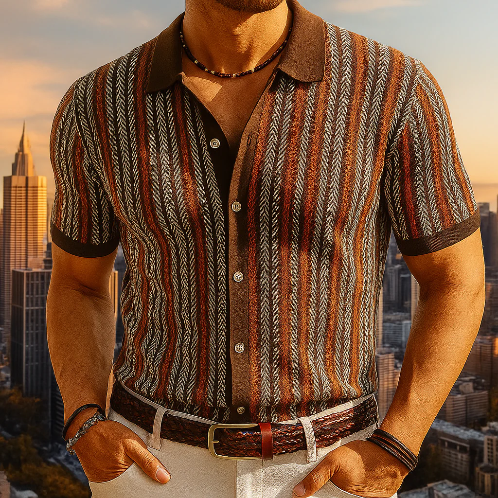 Chemise en Coton Biologique – Chemise Boutonnée Motif Chevrons Moderne - Image 8