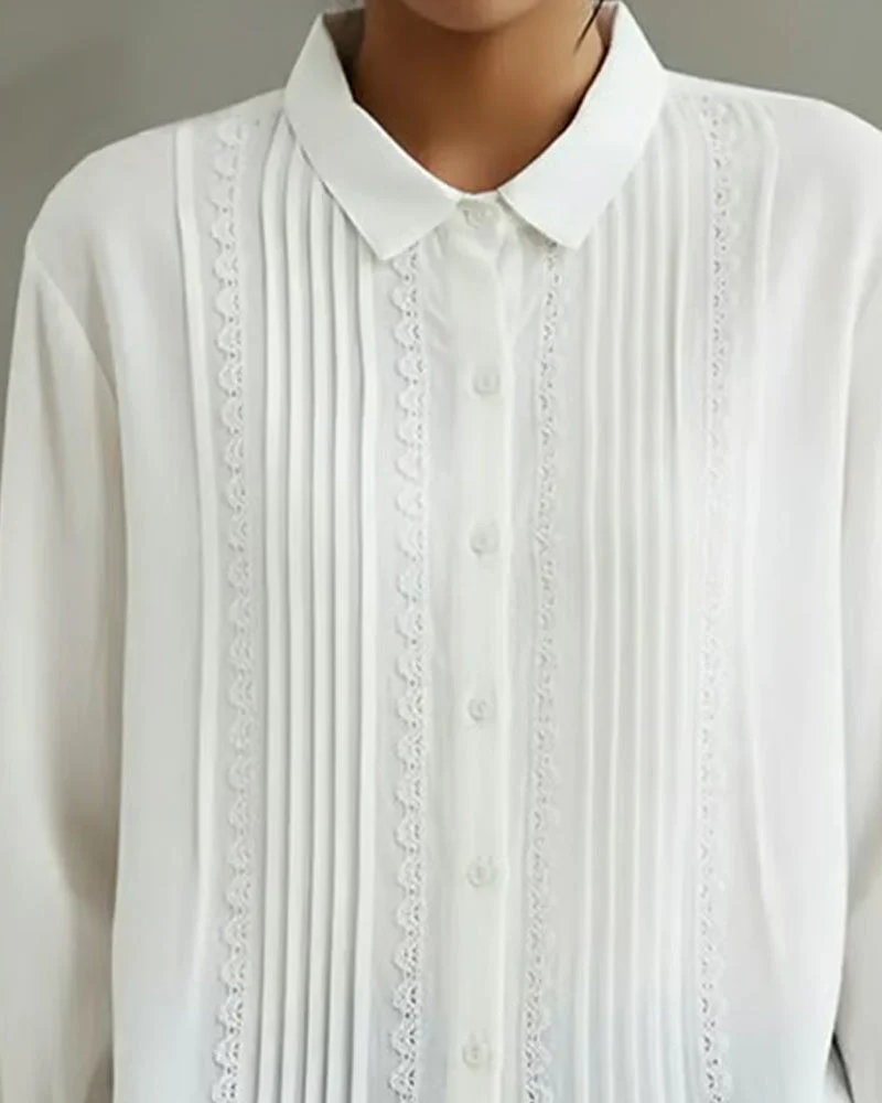 Chemise en coton et lin pour femme – Modèle estival élégant et léger, orné de dentelle - Image 3