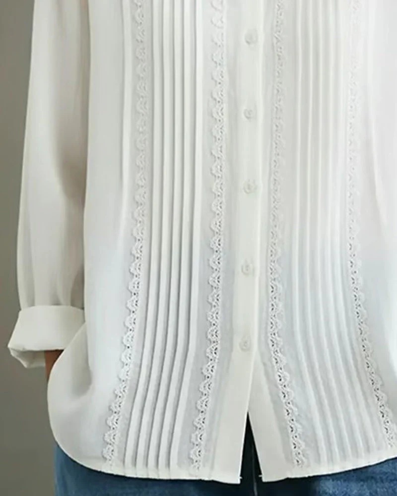 Chemise en coton et lin pour femme – Modèle estival élégant et léger, orné de dentelle - Image 4