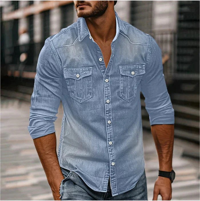 Chemise en Denim Homme Slim Moderne – Style Rugueux Élégant - Image 4