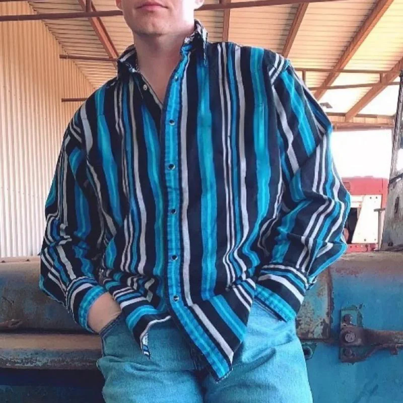 Chemise Homme à Rayures Western - Manche Longue Décontractée - Image 3