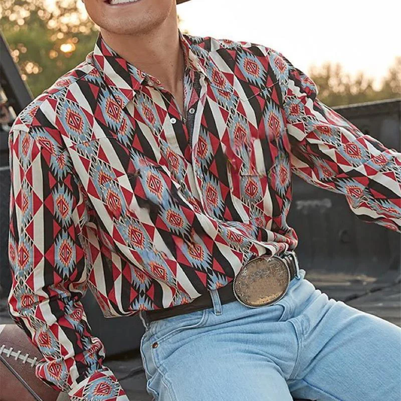 Chemise Homme à Rayures Western - Manche Longue Décontractée - Image 4
