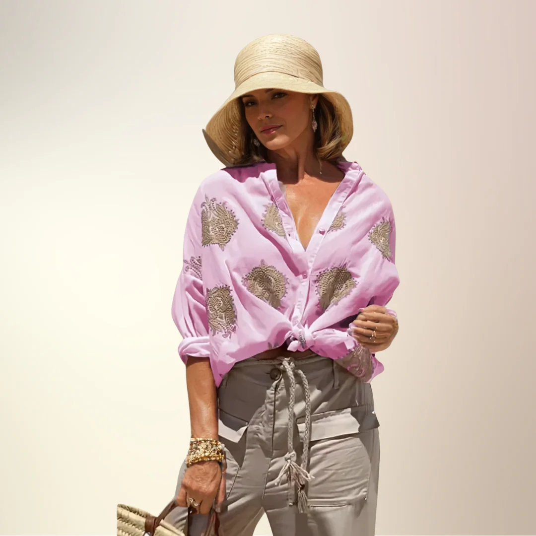 Chemise Imprimée Légère de Vacances Femme – Blouse d'Été à Manches Longues - Image 5