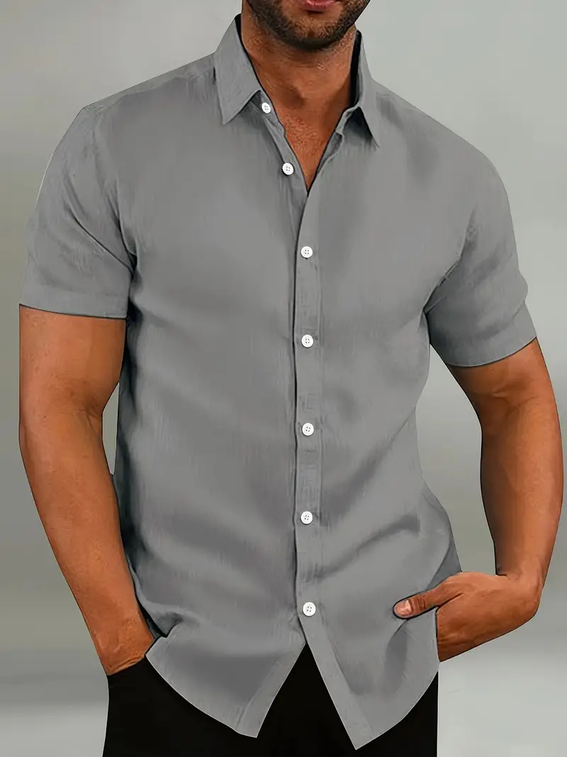 Chemise légère à manches courtes pour homme – Haut décontracté et respirant - Image 6