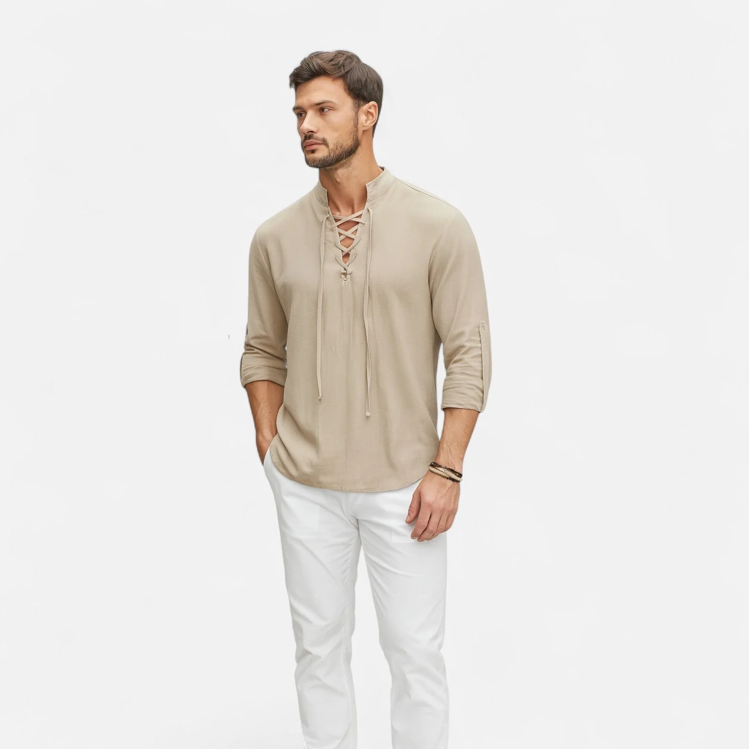 Chemise médiévale pour homme en lin et coton – Esprit Viking, élégance d'époque - Image 7