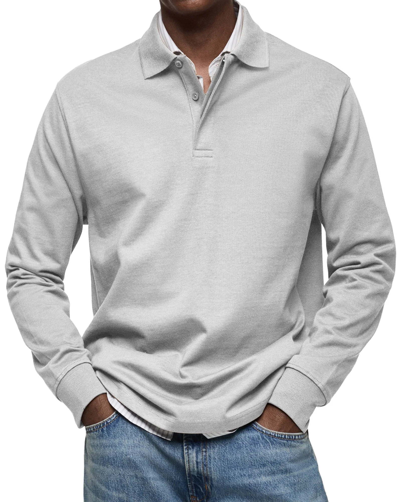Chemise Polo à Manches Longues Décontractée pour Homme - Image 4