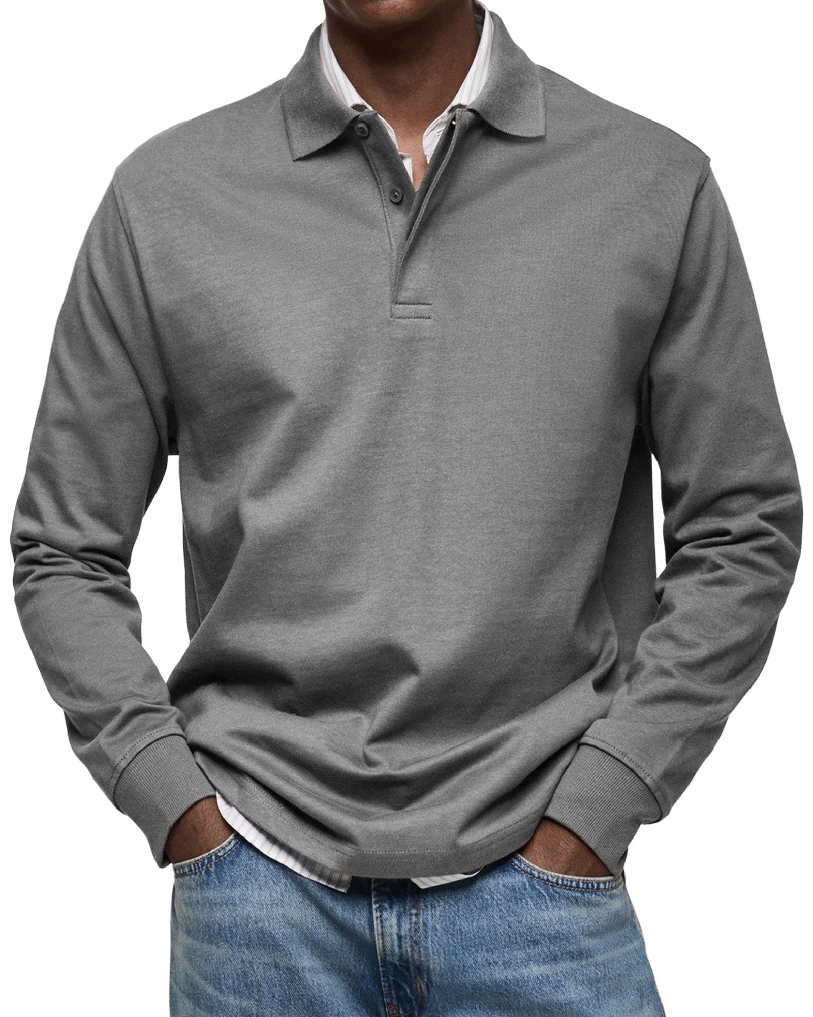 Chemise Polo à Manches Longues Décontractée pour Homme - Image 5