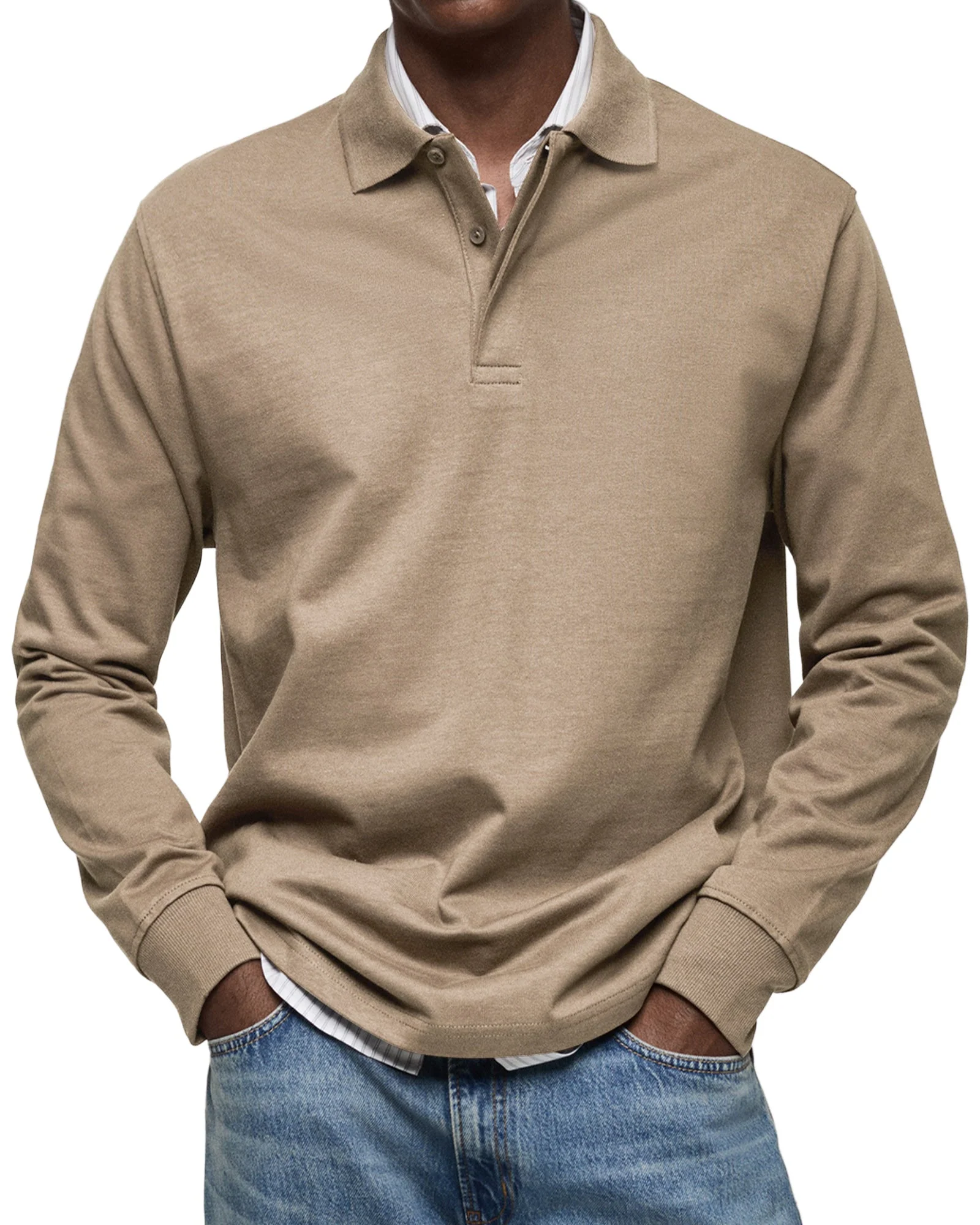 Chemise Polo à Manches Longues Décontractée pour Homme - Image 7