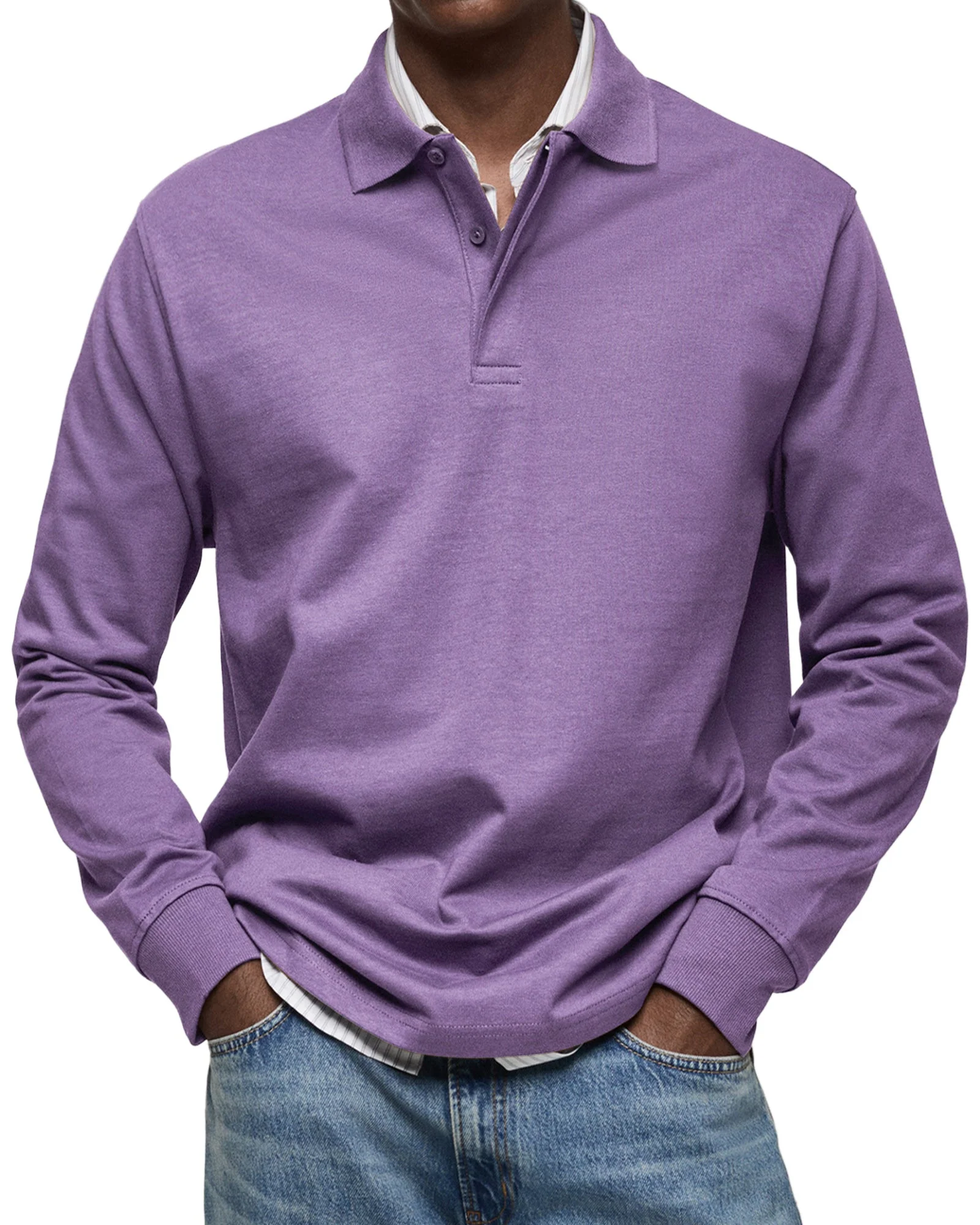 Chemise Polo à Manches Longues Décontractée pour Homme - Image 8