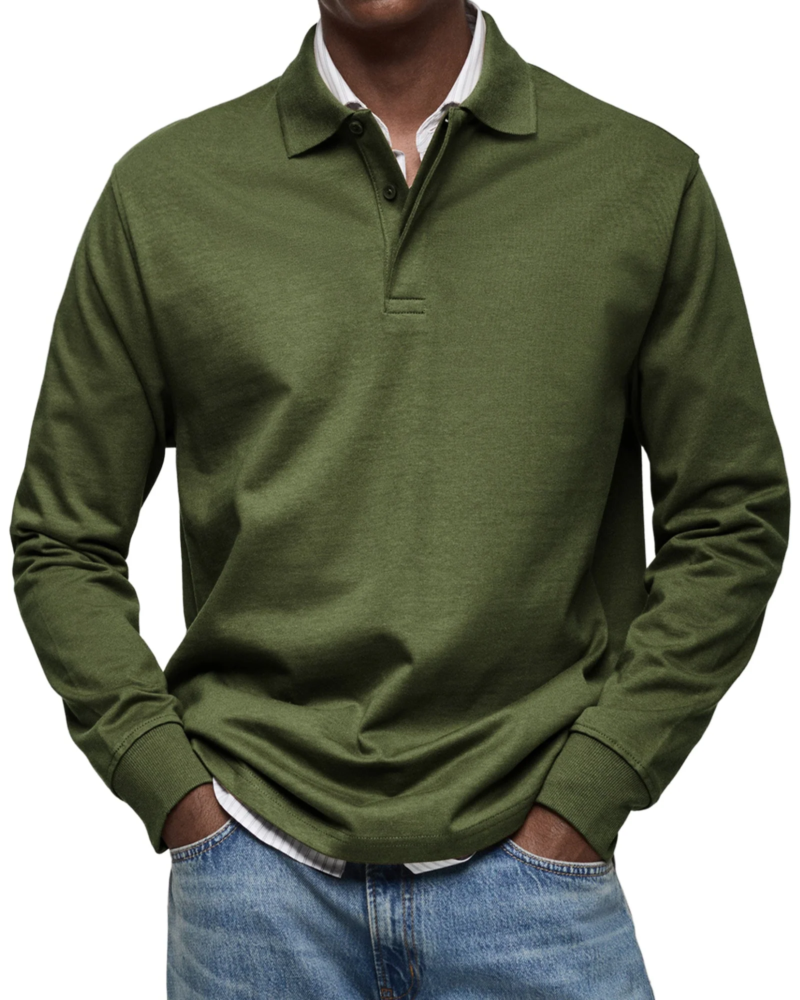 Chemise Polo à Manches Longues Décontractée pour Homme - Image 9