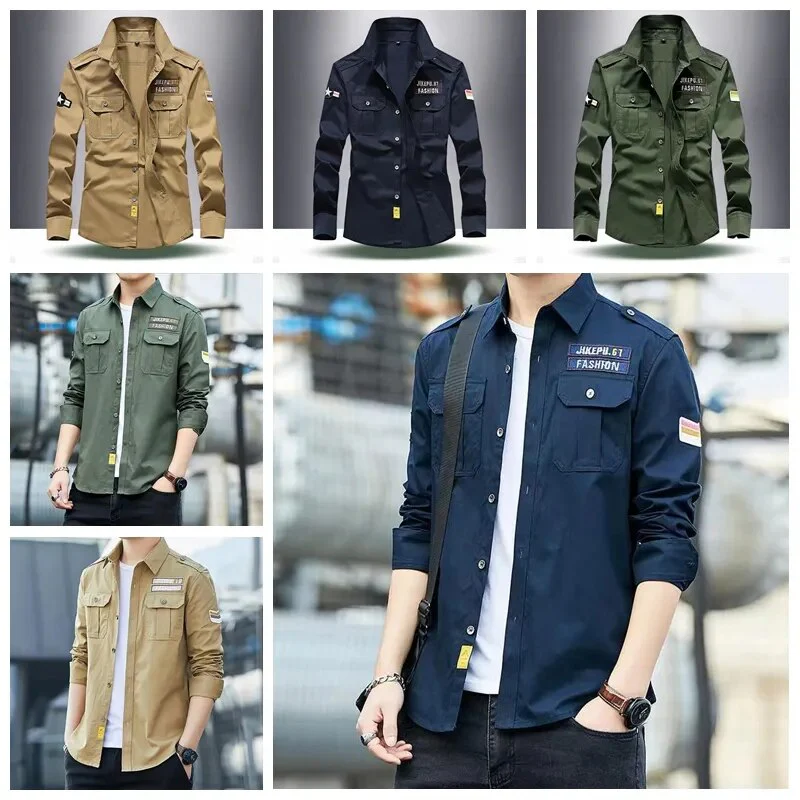 Chemise Ranger Homme À Manches Longues Boutonnée Avec Poches Poitrine – Style Classique Utilitaire - Image 3