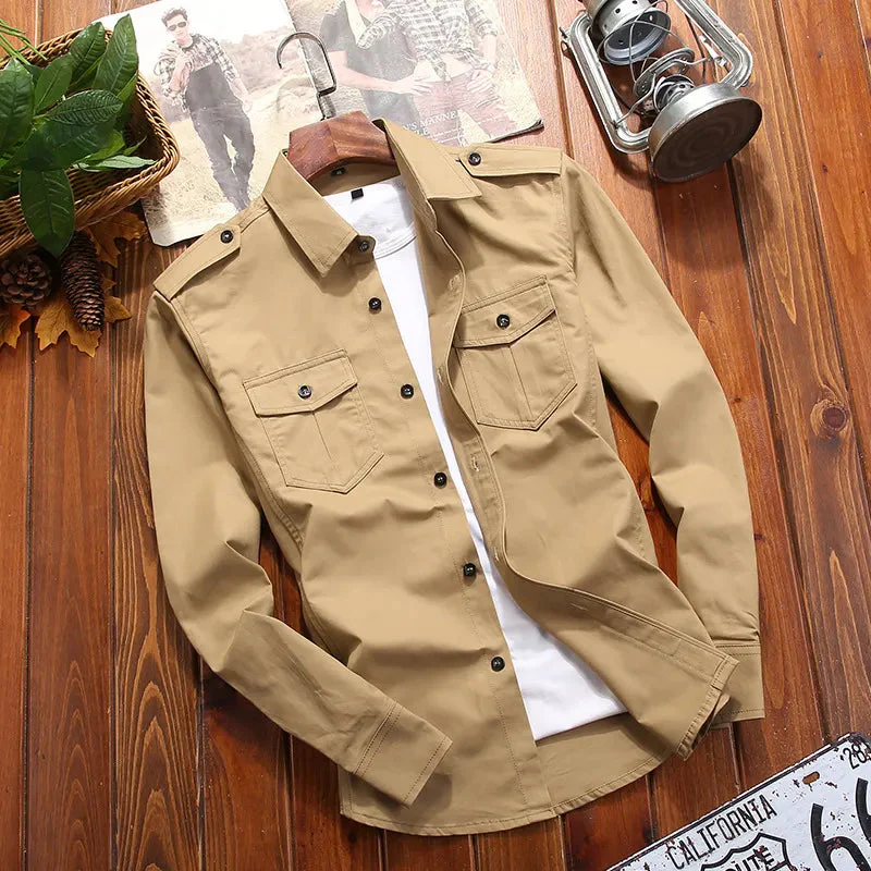 Chemise Ranger Homme À Manches Longues Boutonnée Avec Poches Poitrine – Style Classique Utilitaire - Image 4