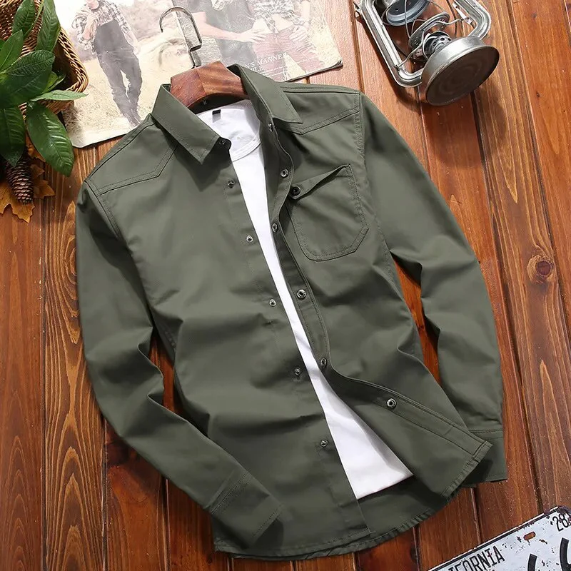 Chemise Ranger Homme À Manches Longues Boutonnée Avec Poches Poitrine – Style Classique Utilitaire - Image 6