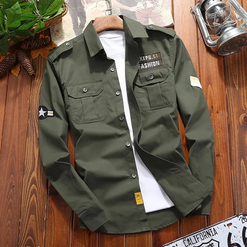 Chemise Ranger Homme À Manches Longues Boutonnée Avec Poches Poitrine – Style Classique Utilitaire - Image 7