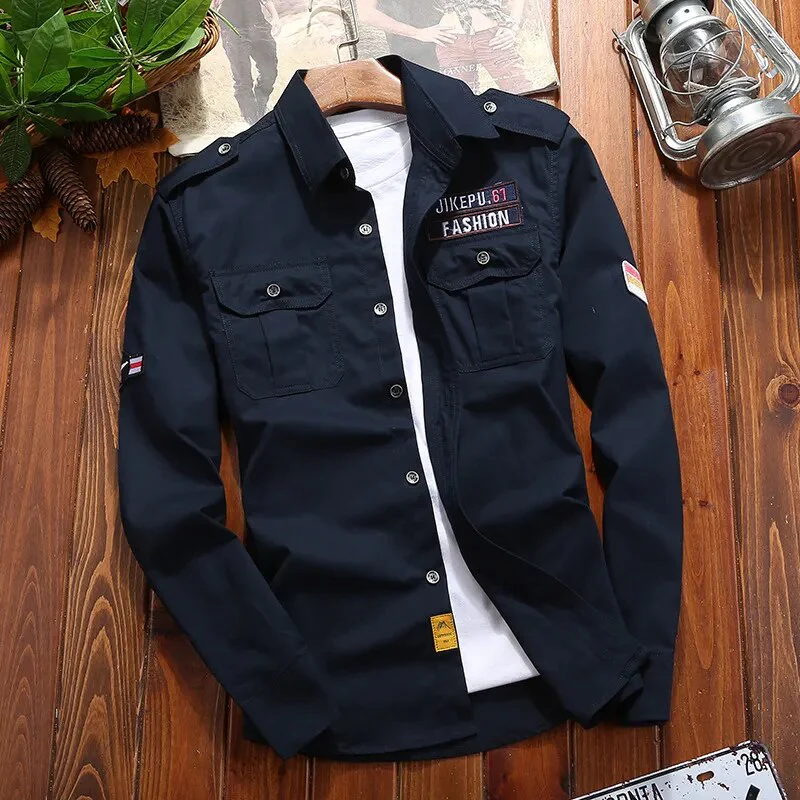 Chemise Ranger Homme À Manches Longues Boutonnée Avec Poches Poitrine – Style Classique Utilitaire - Image 8