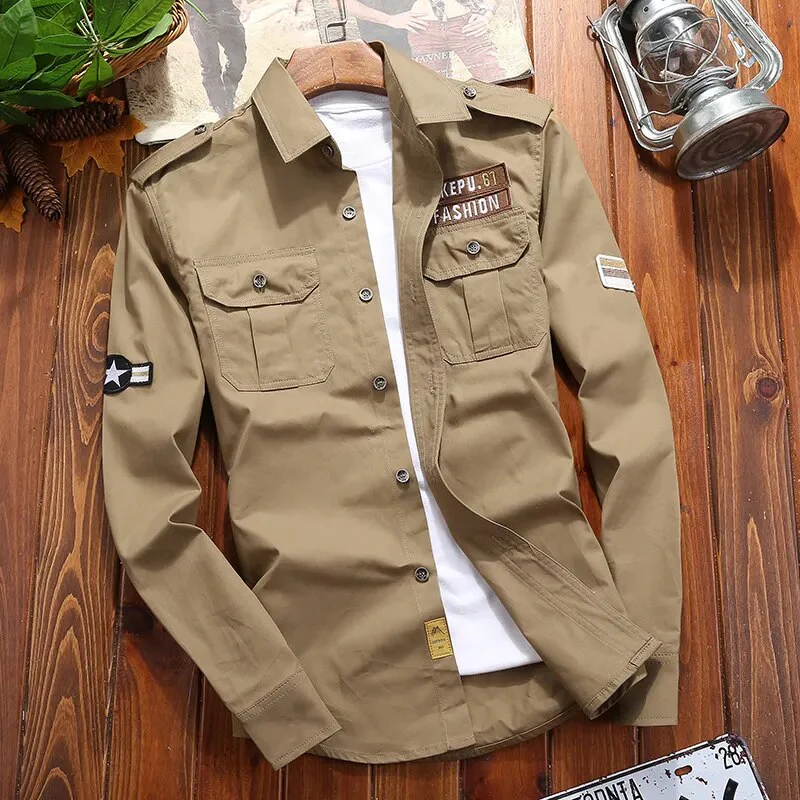 Chemise Ranger Homme À Manches Longues Boutonnée Avec Poches Poitrine – Style Classique Utilitaire - Image 9
