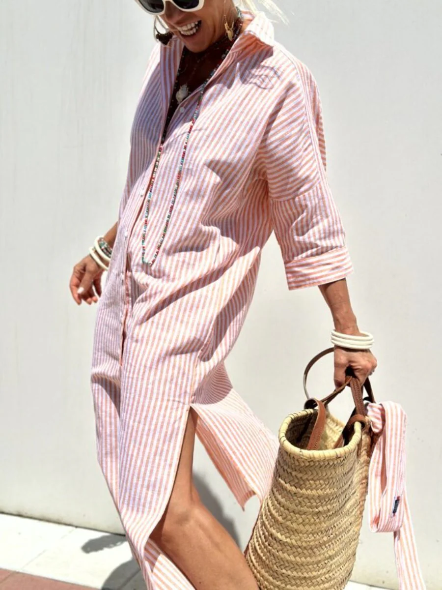Chemise rayée classique femme – Chemisier décontracté élégant - Image 3