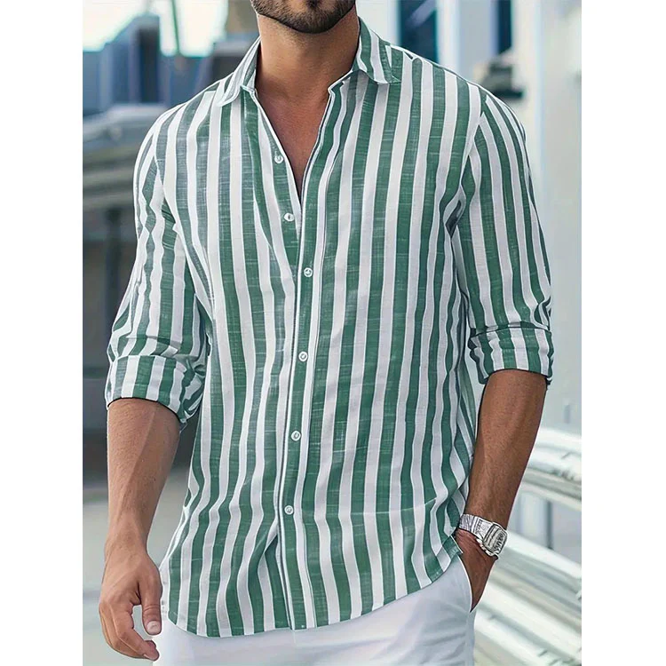 Chemise rayée élégante pour homme – Manche longue style décontracté et moderne - Image 4