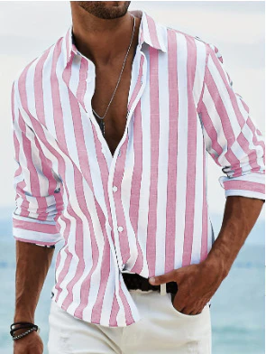 Chemise rayée élégante pour homme – Manche longue style décontracté et moderne - Image 5