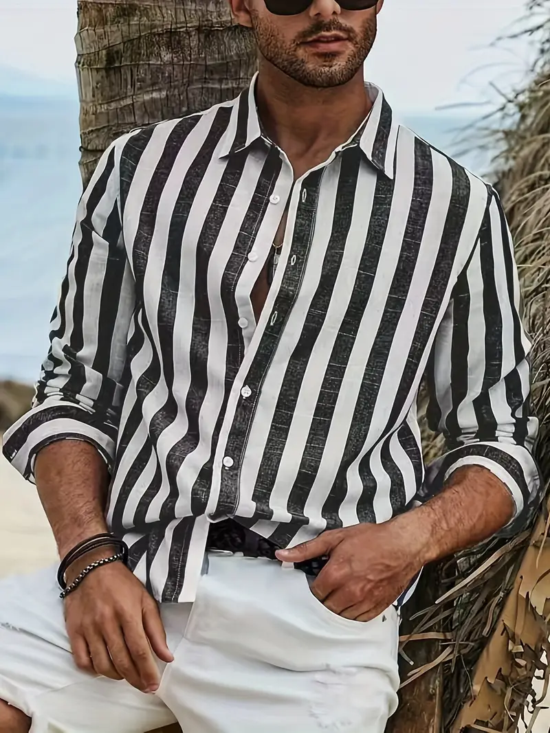 Chemise rayee homme decontractee - Legere et polyvalente - Image 2