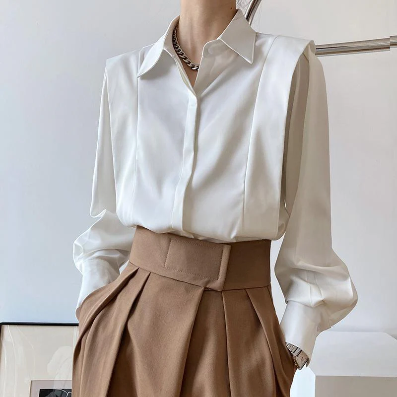 Chemise Satinée Premium pour Femme – Élégante Chemise à Manches Longues - Image 4